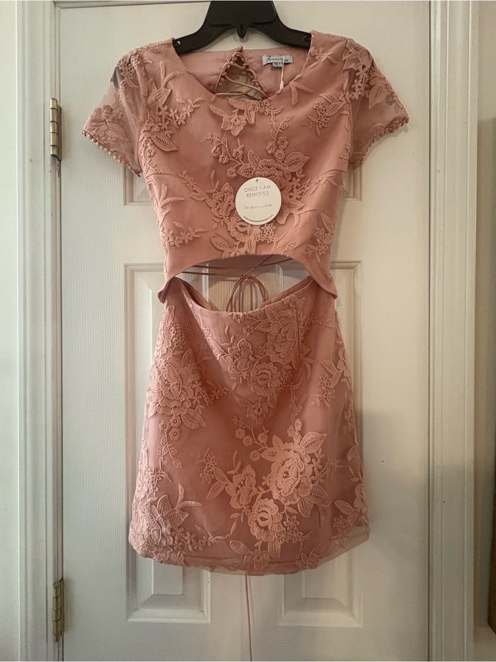 Blush Pink Lace Cutout Mini Dress - Brand: Two Sisters
See description